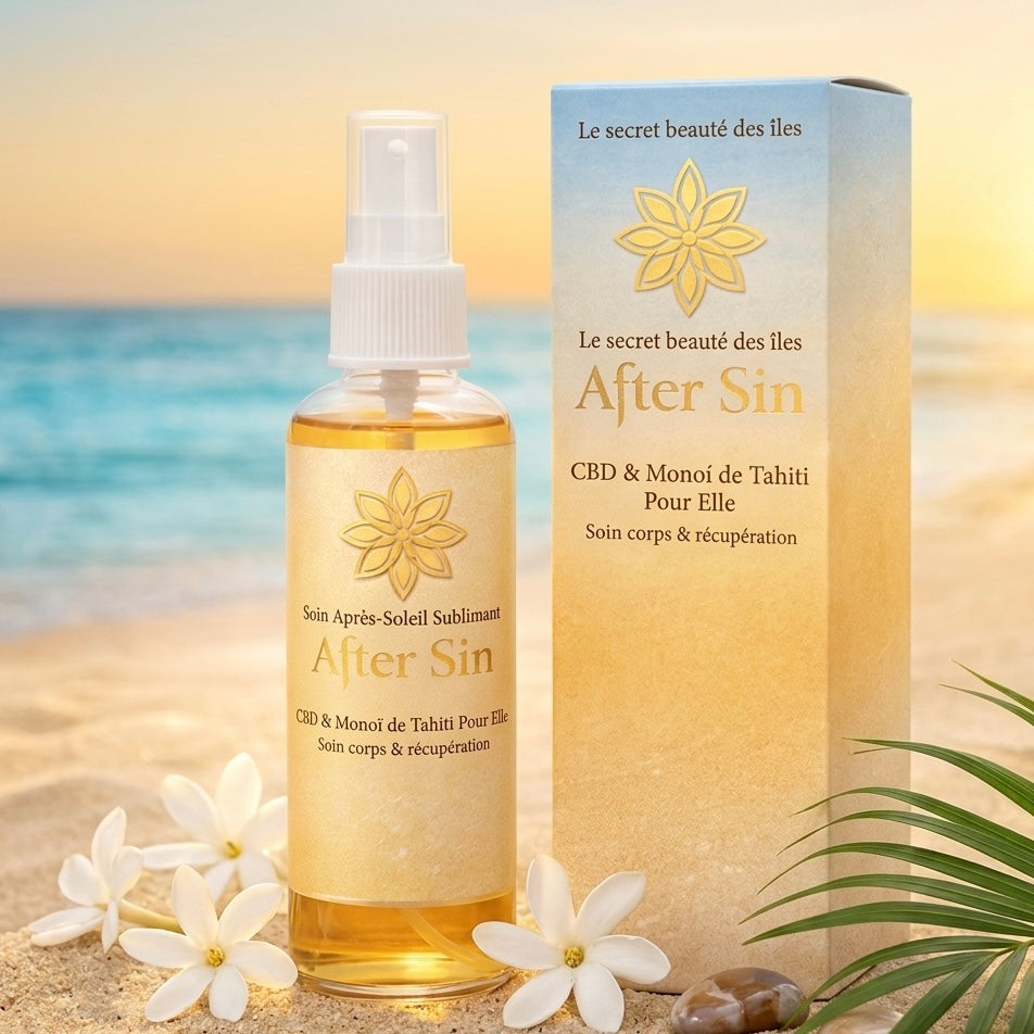 After Sin — Huile corps après-solaire CBD Full Spectrum et Monoï de Tahiti | Green Express Suisse